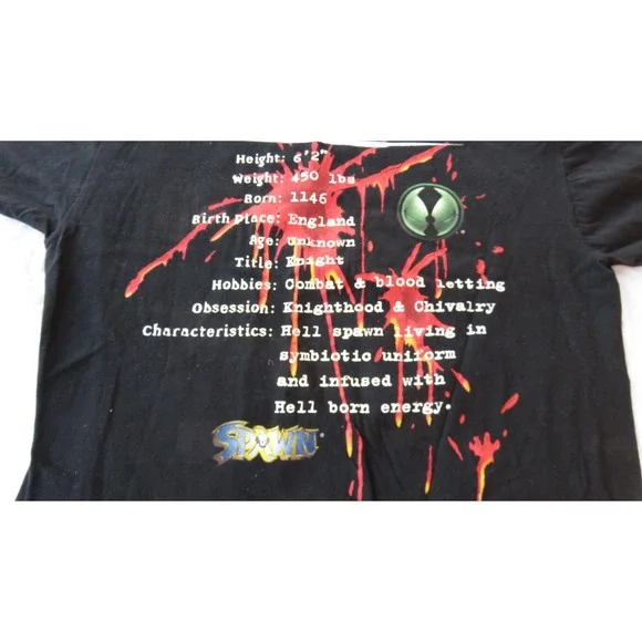 VTG Medieval‎ Spawn Todd McFarlane 1997 Giant Black Cotton T-Shirt Size Lg, NWOT